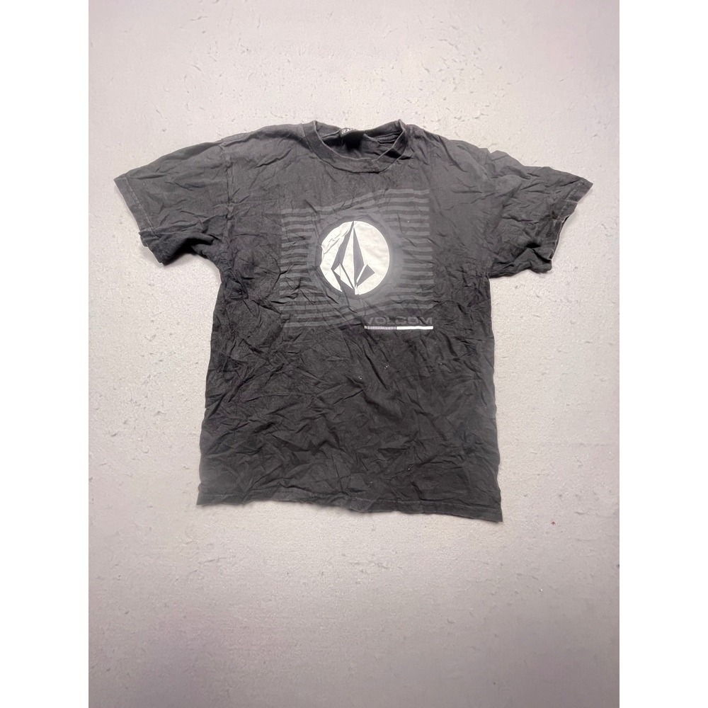 Volcom Stone Logo Graphic T-Shirt Mens Medium Black Cotton Blend Good